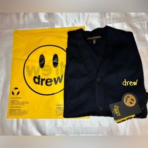 👍🏻 NWT drew house black cardigan with bag and keychain size small unisex.